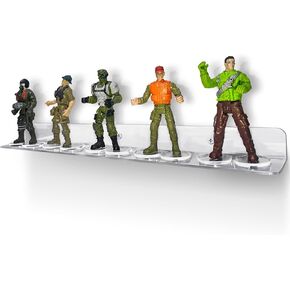 Action Figure Stand with Pegs - Figure Display Stand Bases and Acrylic Floating Shelves for Wall Storage and Decor, 10-Pack Foot Peg Stands