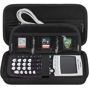 Elonbo Carrying Case for Texas Instruments TI-84 Plus CE/TI-84 Plus/Texas Instruments TI-83 Plus Color Graphing Calculator, Extra Mesh Pocket Fits Charger, Manual, Black+Inside Black