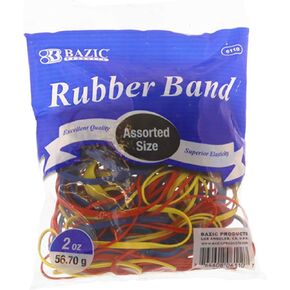 BAZIC Rubber Bands Assorted Sizes & Color, 2 Oz./ 56.70g, Made in USA Elastic Stretchable Bands for Bank Paper Bills Money Dollars File Folders, 1-Pack