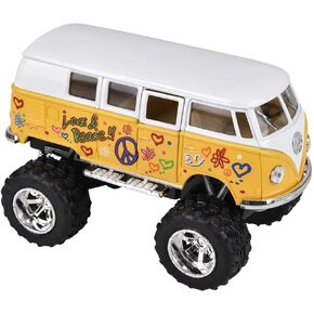 Forest & Twelfth Die-cast VW Bus Toy – 1962 Classical Volkswagen Bus with Big Wheels Realistic Vintage Decor Toy Car with Pull-Back Action & Opening Doors and Windows (Set of 2 B)