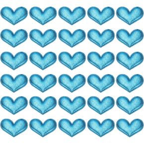 PATIKIL 100Pcs Heart Appliques Sew on Patches, Shiny Heart Embellishment Patches PU Padded Fabric Charms for DIY Craft Scrapbooking Decoration Wedding Home Decor, Blue