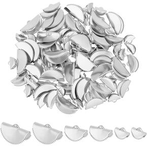 UNICRAFTALE 90Pcs 3 Sizes Ribbon Crimp Ends Sectorial Bracelet Crimp Clasps 7.5/9.5/12mm Stainless Steel Crimp Cord Ends Half Round Ribbon Fasteners Clasp for Bracelet Necklace Jewellery Making