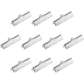 uxcell 230Pcs Ribbon Crimp Clamp Ends, 25mm Bookmark Pinch Cord End Clasps for DIY Craft Making, Silver Tone