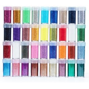 Fine Glitter, 36 Colors Ultra Fine Glitter Powder Set, Extra Fine Glitter for Crafts, Craft Glitter for Snow Globe Tumblers, Bulk Glitter for Resin