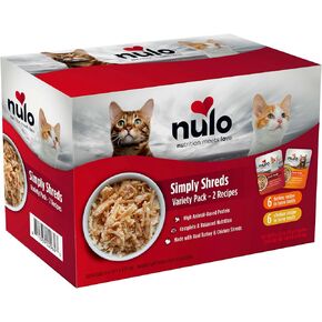 Nulo Simply Shreds Food Topper Nutrition for Cats & Kittens, Variety Pack, 2.5 Ounce Pouches, 12 Count