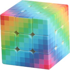 Mosaic 3x3 Speed Cube, UV Printing Cube Magic Cube Educational Puzzles Toys for Kids,Beginners and Adults (Stickerless) Rainbow