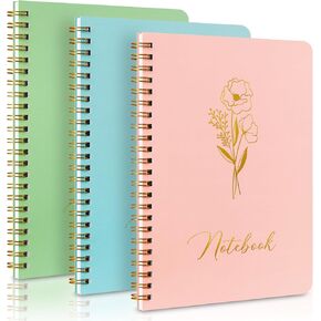 Lanpn Aesthetic Spiral Notebook Set of 3, 6 x 8 Pastel Notebook with Pocket 3 Pack, A5 Small Tear Out Lined Page Cute College Ruled Journal for Note Taking Writing for Women Man School Office Work