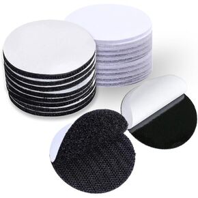 Adhesive Tape - 20PCS Sticky Back Hook Loop Dots - Double Sided Industrial Strength - Heavy Duty Rug Carpet Gripper Pad Mounting Tape for Wall Decor or Tools Hanging - Round 2 inch, Black & White