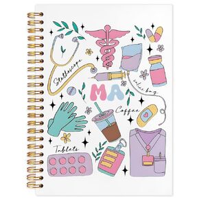 SNNDER Medical Assistant Gifts, MA Stuff Notebook Journal, MA Gifts for Women Medical Assistant, Nurse Gifts, MA Appreciation Week Gifts, Hardcover Spiral Notebook 5.5x8.3 Inch