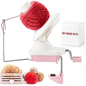 FLKQC Yarn Winder for Crocheting, Hand-Operated Yarn Ball Winder, Sturdy ABS Yarn Cake Winder Perfect for Knitting Enthusiasts (Nude Pink)