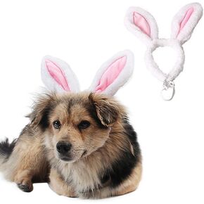 Aniac Easter Dog Cogband للكلاب الصغيرة المتوسطة ، قبعة القط الكلب الفخمة مع أذنين الأرنب ، إكسسوارات رأس الكلب اللطيفة ، زي عيد الفصح للحيوانات الأليفة للكلاب والقطط (Girth/Head Girth 15 inch - 17 inch)