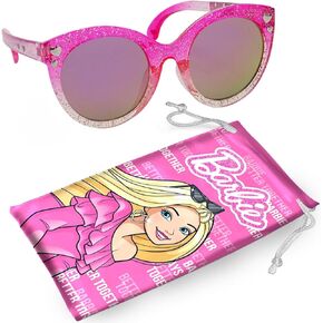 Barbie Pink Tinted Glitter Kids Girls Sunglasses - Stylish, Comfortable & Durable UV-Protection Barbie Pink Sunglasses with Soft Carrying Case - Officially Licensed Product