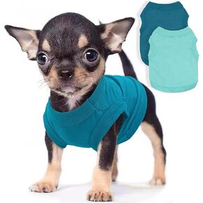 2 Pieces Chihuahua Clothes Dog Clothes for Small Dogs Girl Boy Spring Summer Puppy Clothes Soft Dog Shirt Solid Color Pet Clothing Cute Cat Clothes XXS~M (XX-Small)