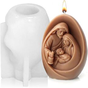 3D يسوع وشمعة العائلة العذراء قوالب الراتنجات ، شخصيات الدين تذوب قوالب السيليكون قوالب عذراء مريم تحمل قوالب شمعة الطفل راتنجات السيليكون لاستلواحف ديي ديكور المنزل