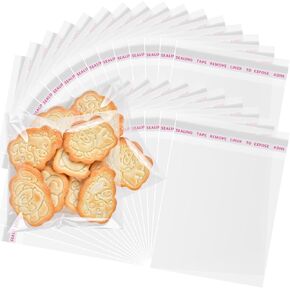200 Pcs Self Sealing Cellophane Bags, 6x9 Inches Clear Cookie Bags Gift Giving Wrappers, Resealable Plastic Cellophane Treat Bags for Cookie Packaging,Candy, Bread, Dessert, Party Favors