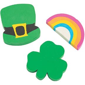 ST. Patrick's Day ERASERS - Stationery - 24 Pieces