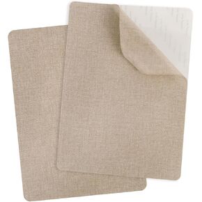 FR 2 Pcs 8 x11 Inch Linen Fabric Patches Self Adhesive for Sofas, Couch, Furniture,Tote Bags, Car Seats (Flower Beige)