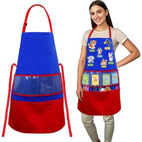 Felt Story Apron for Teachers - Adjustable Bib Apron with 3 Pockets - Perfect for Teaching Letters, Sounds, Sight Words, and Storytelling - Ideal for Classroom, Lunchroom, Library, or Home Use
