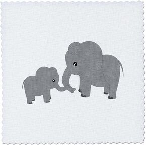 3dRose Mom and Baby Elephant-Quilt Square, 12-inch (qs_195248_4)