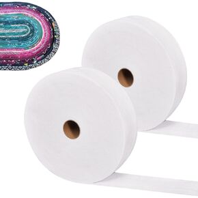 2 Rolls Jelly Roll Batting Strips for Rugs 2 1/4" Thick Cotton Blend Batting on a Roll Total 70 Yards, Jelly Roll Fabric Batting for Quilting, Sewing