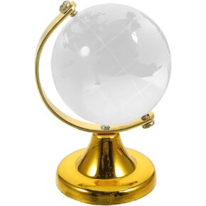 BESPORTBLE Crystal Globe Miniature Desktop World Globe with Stand World Map Handcraft Decoration Ornament for Living Room Bedroom Library Classroom Office Golden