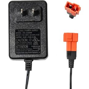 2 Pin Red Square Socket 24V Battery Charger for Ride on Toys,Compatible with 24Volt Kid trax huffy torex Replacement Parts for Kids Ride on car
