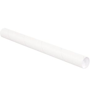 Mailing Tubes with Caps, 2 1/2" x 48", White, 34/Case