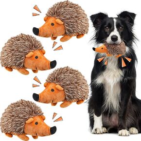 Funtery 4 PCS Hedgehog Dog Squeaky Toy Plush Interactive for Boryhog Hedgehog Toy Toy Toy Twosted Training Play Hide and Sake for Puppy ، 7.87 Inch Brown (Hedgehog)