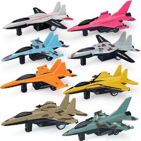 8 Pack Airplane Toy for 3 4 5 6-9 Years Old Boys, Diecast Metal Pull Back Airplanes Fighter Jet Aircraft Plane Model Military Toys and Easter Gifts for Kids Toddlers Birthday Party Favors