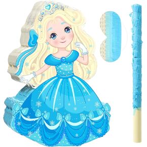 Threan Princess Piñata Girl Girl Princess Party Game Set Blue موضوع زخارف عيد ميلاد Piñata عصا عصا العصا معانف لفتاة اللوازم لعبة عيد ميلاد الطفل مستلزمات الزخرفة