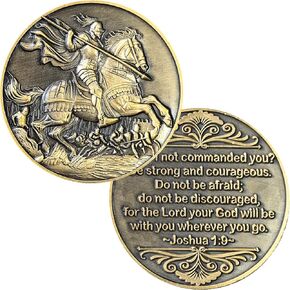 Joshua 1:9 Challenge Coin with Knight Design: Inspirational Christian Keepsake for Courage and Faith