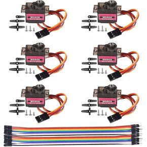 DIANN 6pcs MG90S Micro Servo 180° Servo Motor 9G Geared Micro Servo Motor for RC Robot Arm Walking Helicopter Airplane Car Boat Control with Cable M-F