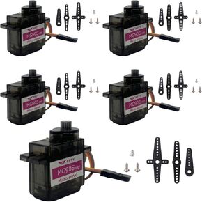 5 Pcs MG90S Servo Motor-Metal Gear 9g Micro Servo Rotation Angle 180° for RC Car Robot Helicopter, Mini Servos for Arduino Project