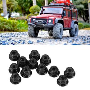 Lock Nut,High Strength RC Car Lock Nut,Durability and Lightweight RC Wheel Lock Nut,for Axial SCX10 1/10 RC Model Car (Black)