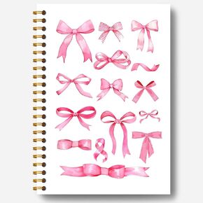Coquette Pink Bow Notebook Journal, Girly Notebook, Preppy Journal, Womens Journals for Writing, Cute Notebooks Journals for Women, Aesthetic Hardcover Spiral Notebook 5.5x8.3 Inch