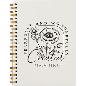 Rusenbao Bible Journal Notebook for Note Taking, Christian Notebook, Prayer Scripture Journal Notebook, Fearfully and Wonderfully Made, Christian Gifts for Women, Spiral Notebook 5.5 x 8.3