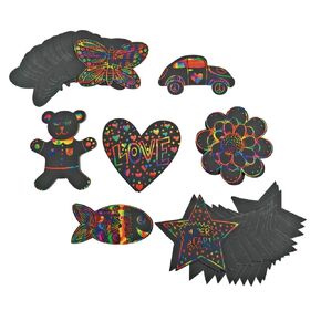 Colorations SDSHAPE Scratch Designs Shapes, 98 Pieces, Shape Boards
