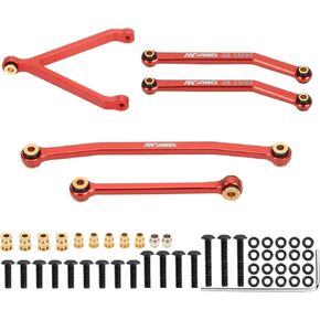 RCAWD Alloy Front Axle Linkage Set w/Upper/Lower Linkage for FMS Fcx24 1-24 Crawlers Upgrade Parts(Red)