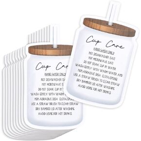 Sureio 200 Pieces Tumbler Cup Cards Cup Care Instructions Cards Tumbler Care Mug Insert for Business, Customer Directions, Online Shop Package Insert