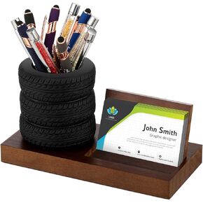 Sherr Tyre Shape Stationery مجموعة قلم سيارة وود وورز لبطاقة العمل إطارات المكدس مكد