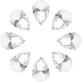 MECCANIXITY 8Pcs 18 x 25mm Teardrop Rhinestones Glass Pointed Back Rhinestone Beads Gems for Jewelry Making Costume Crystal Embellishments Crafts,Light Green