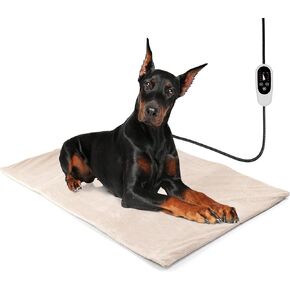 NICREW Dog Heating Pad, Temperature Adjustable Heated Dog Bed with Auto Shut Off Timer, Indoor Pet Heated Bed Mat for Cats and Dogs, 27.5 x 15.7 Inches