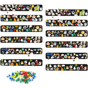 12 Pack Pin Board for Enamel Pins, Black Felt Board Pin Holder Display Strips with Pushpins Wall Organizer for Office Classroom Home, Brooch Pins Collection Storage Pinboard Gifts for Women Boys Girls