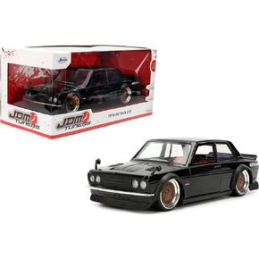 Jada Toys JDM Tuners 1:24 Scale Die-Cast 1973 Datsun 510 – Opening Doors, Detailed Interior, Rubber Tires, Collectible for Ages 8+(Gloss Black)