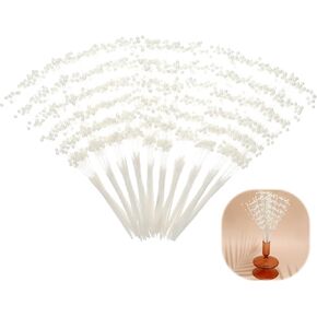 50pcs Flower Bouquet Accessories String of Pearls Bouquet Accessories 4mm Pearl Beaded Stick Stems Bouquets, Pearls String Beaded Wedding Bouquet, Filler Pearl Garland Floral Arrangements (Off White)