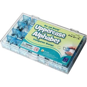 Educational Insights See and Stamp Alphabet Transparent Stamps - Uppercase 5/8", Set of 26 Letters and 4 Punctuation Marks: Perfect for Homeschool & Classroom, Ages 4+