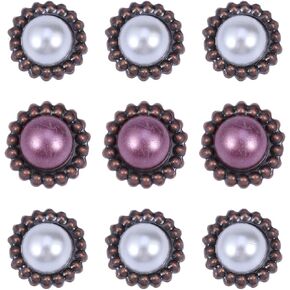 Tofficu 20pc Metal Round Brads DIY Metal Paper Large Brads for Crafting Vintage Pearl Fastening Button Mini Brad Fastener Embellishment Craft Brads Crafts Pearl Brads for Paper Nail Lace