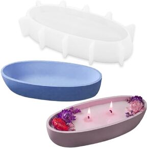 Large Candle Vessel Silicone Mold Oval Bowl Resin Molds, Creative Silicone Candle Vessels Pot Molds, Storage Tray Container Mold DIY for Candle Making Supplies Scented Candles Soaps Making or Storage