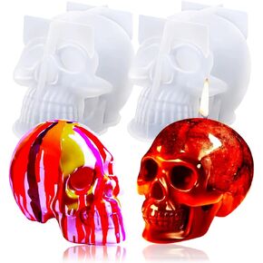OURASHERO 2PCS 3D Skull Candle Mold Set Large Skull Silicone Mold for Aromatherapy Candle Soap Making DIY Epoxy Mould Resin Casting Art Crafts Lotion Bar Clay Halloween Party Supplies Home Décor