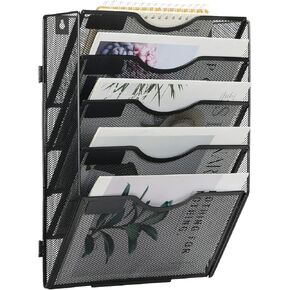 EasyPAG Mesh Wall File Holder Assemble Office Hanging File Organizer Magazine Rack for Papers and Document ,Black